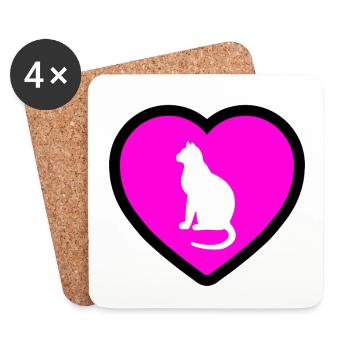 Chat - Dessous de verre (lot de 4) - blanc - Devant