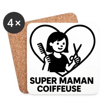 Superfriseur-Mama – Coeur-Frisure - Untersetzer (4er-Set) - Weiß - Vorne