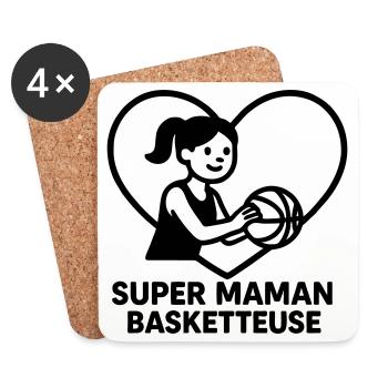 Super maman coiffeuse – Cœur coiffure - Dessous de verre (lot de 4) - blanc - Devant
