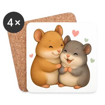 Amour de hamster mignon – Motif d’animal mignon - Dessous de verre (lot de 4) - blanc - Devant