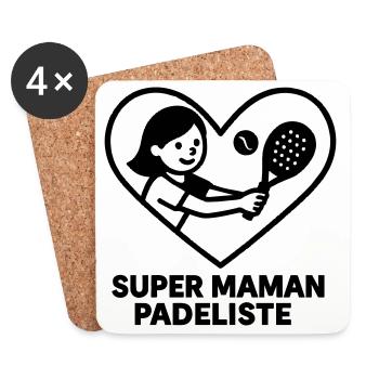 Super Padelist Mom – Cœur padel - Untersetzer (4er-Set) - Weiß - Vorne