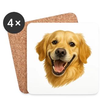 Cheerful Golden Retriever Head - Coasters (set of 4) - white - Front