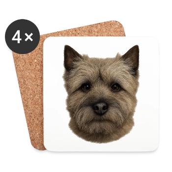 Tête de terrier - Dessous de verre (lot de 4) - blanc - Devant