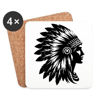 Eleganter Kopfschmuck mit Gesicht im Profil - Untersetzer (4er-Set) - Weiß - Vorne