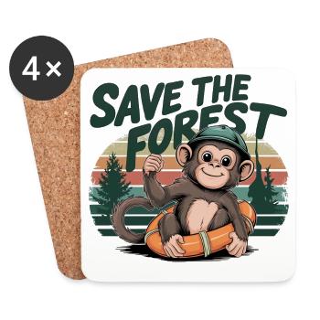 Rettet den Wald Rettet den Wald Naturökologie - Untersetzer (4er-Set) - Weiß - Vorne