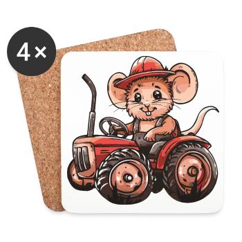 Éleveur de tracteurs souris - Dessous de verre (lot de 4) - blanc - Devant
