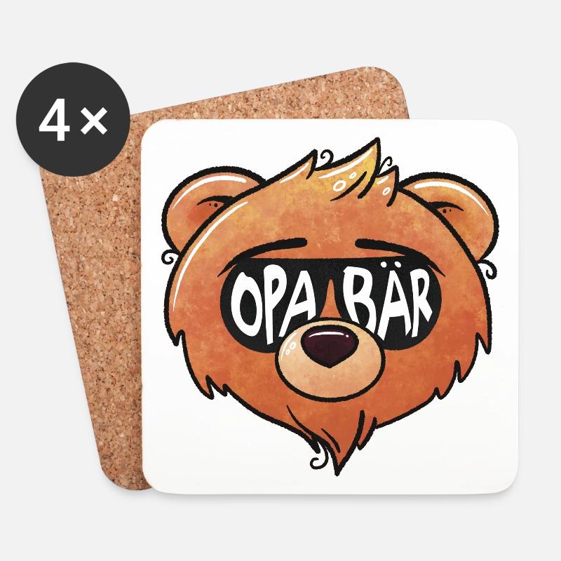 Opa Bär - Untersetzer (4er-Set) - Weiß