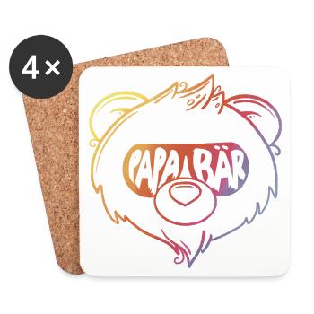 Bären Papa - Untersetzer (4er-Set) - Weiß - Vorne