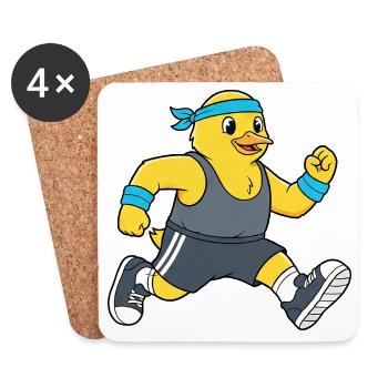 Marathon de canards animés Jogging Sport sportif - Dessous de verre (lot de 4) - blanc - Devant