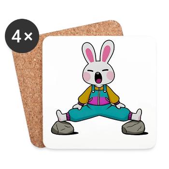 Rabbit in Zen Yoga Position - Coasters (set of 4) - white - Front