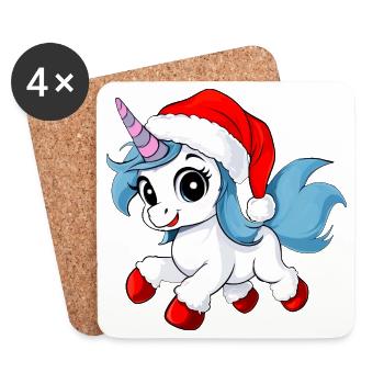 Noël des licornes - Dessous de verre (lot de 4) - blanc - Devant