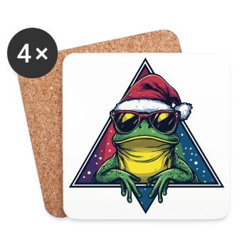 Frosch im Santa Triangle - Untersetzer (4er-Set) - Weiß - Vorne