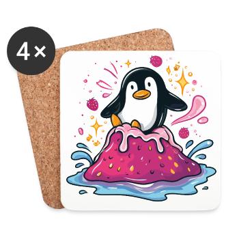 Penguin on pink jam wave - Coasters (set of 4) - white - Front