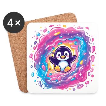 Colorful penguin in the vortex portal - Coasters (set of 4) - white - Front