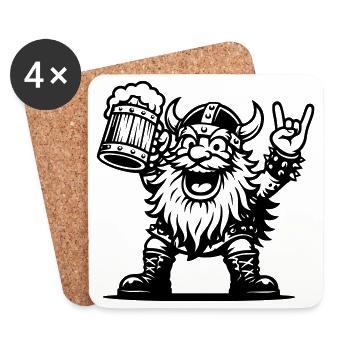 A bearded and festive rocker holding his beer - Coasters (set of 4) - white - Front