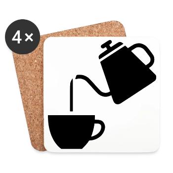 Pour Over Coffee Pot Minimalist - Coasters (set of 4) - white - Front