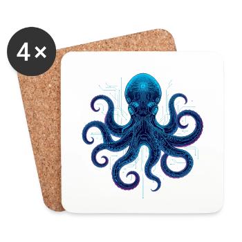 Cyberneon-Oktopus-Schaltkreise - Untersetzer (4er-Set) - Weiß - Vorne