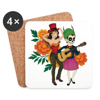 LOS WONDER MUERTOS - nice people - Coasters (set of 4) - white - Front