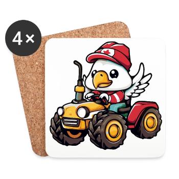 Eagle Tractor Farmer - Dessous de verre (lot de 4) - blanc - Devant