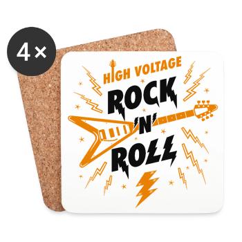 High Voltage Rock N Roll Guitar - Coasters (set of 4) - white - Front