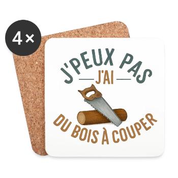 I can't, I have wood to cut - Coasters (set of 4) - white - Front