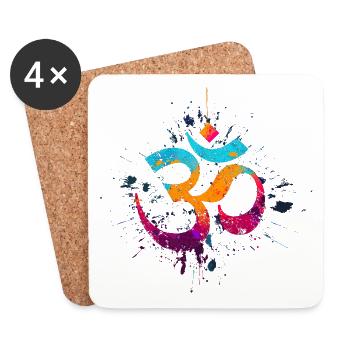 Om Splash Art – Buntes Spirituelles Symbol - Untersetzer (4er-Set) - Weiß - Vorne