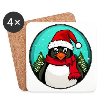 Penguins Christmas / Santa Penguin - Coasters (set of 4) - white - Front