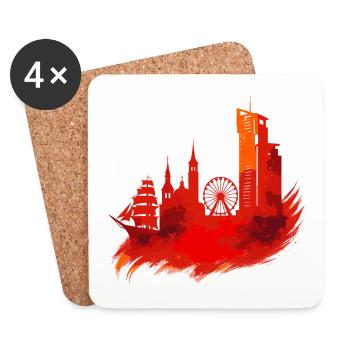 Gdynia Poland Polska White Harbor City Red Gift - Coasters (set of 4) - white - Front