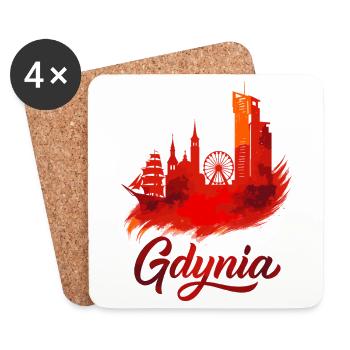 Gdynia Poland Polska White Harbor City Red Gift - Coasters (set of 4) - white - Front