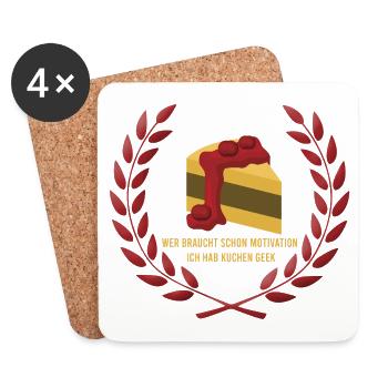Who needs motivation I've got cake - Coasters (set of 4) - white - Front