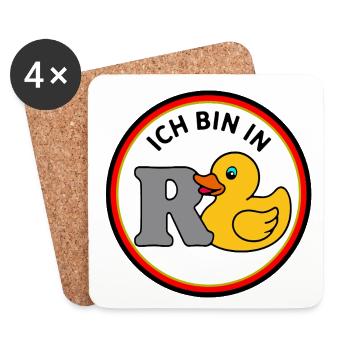 R canard, pension, retraité, retraité - Dessous de verre (lot de 4) - blanc - Devant