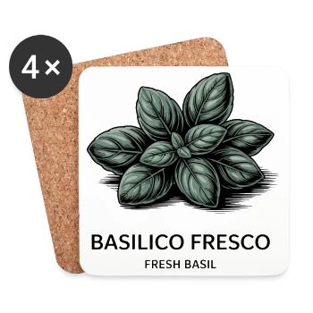 Basilico Fresco – Basil - Coasters (set of 4) - white - Front