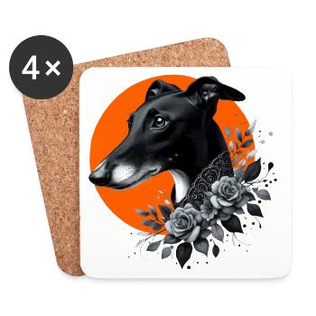 Galgo Blackbeauty Nr07 - Untersetzer (4er-Set) - Weiß - Vorne