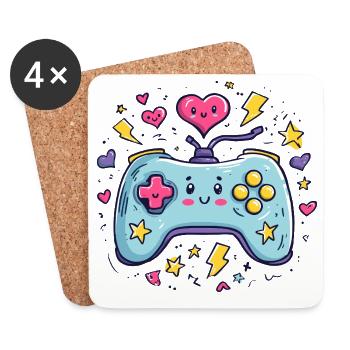 Kawaii Controller Joy of Heart - Coasters (set of 4) - white - Front