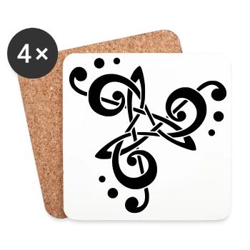 Musikalische Note in Triskelion - Untersetzer (4er-Set) - Weiß - Vorne