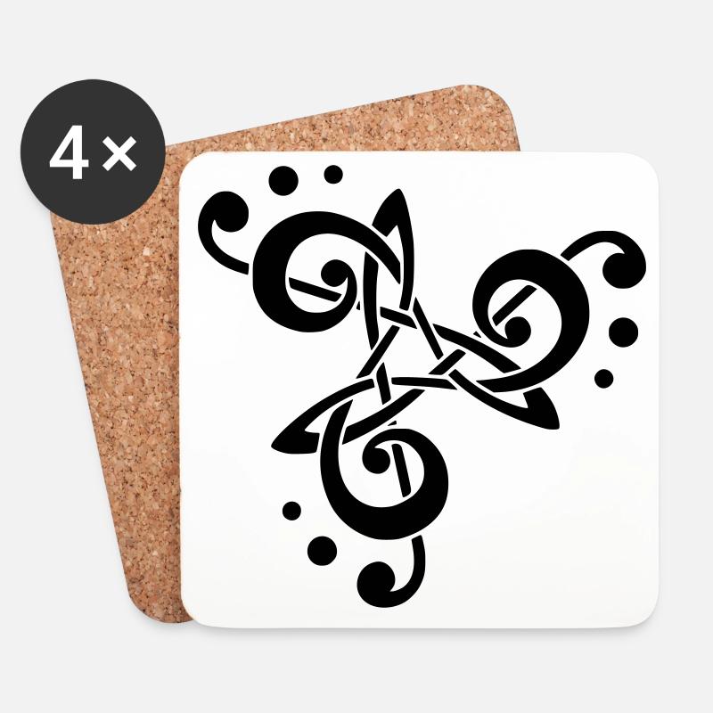Musikalische Note in Triskelion - Untersetzer (4er-Set) - Weiß
