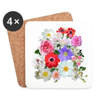 Sommerblumen Bouquet - Untersetzer (4er-Set) - Weiß - Vorne