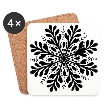 Icône hivernale flocons de neige - Dessous de verre (lot de 4) - blanc - Devant