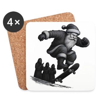 Christmas Skate Santa Jump - Coasters (set of 4) - white - Front