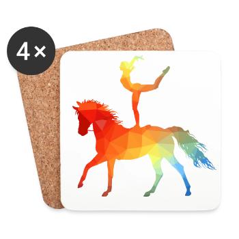 Voltigieren Akrobatik Reitsport Reiten Pferd bunt - Untersetzer (4er-Set) - Weiß - Vorne