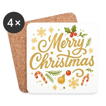 Merry Christmas Decoration Jewelry - Coasters (set of 4) - white - Front
