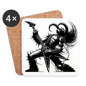 Rock god from the underworld Metal kills silence - Coasters (set of 4) - white - Front