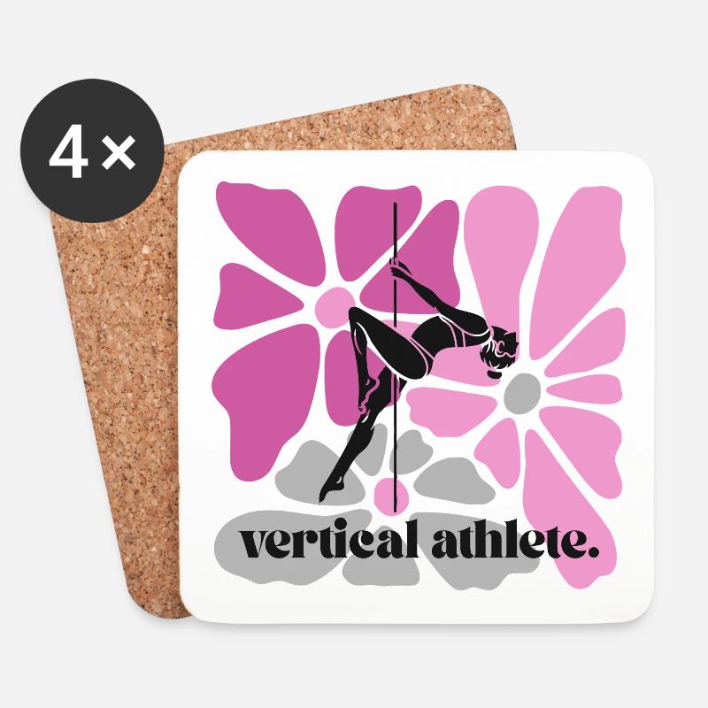 Vertikale Athletin im Blütenrahmen - Untersetzer (4er-Set) - Weiß