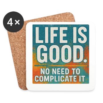 Positive Saying Life Is Good Simple Joy - Coasters (set of 4) - white - Front