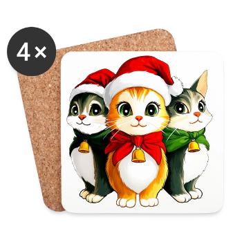 Kitten Christmas - Coasters (set of 4) - white - Front