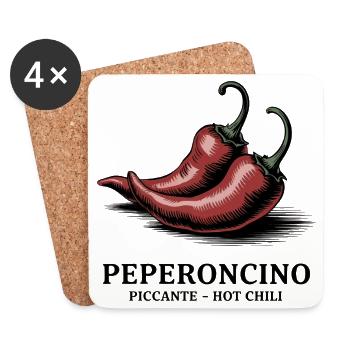 Peperoncino Piccante – Chili piquant - Dessous de verre (lot de 4) - blanc - Devant