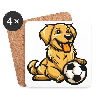 Funny dog with ball - Coasters (set of 4) - white - Front