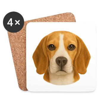 Beagle Kopfporträt Tierliebe - Untersetzer (4er-Set) - Weiß - Vorne