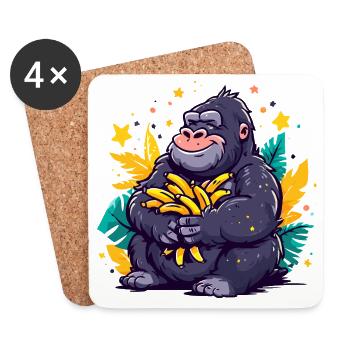 Bananen-Gorilla Kuschelmotiv - Untersetzer (4er-Set) - Weiß - Vorne
