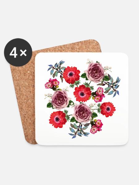 Beautiful arrangement of red roses - Coasters (set of 4) - white